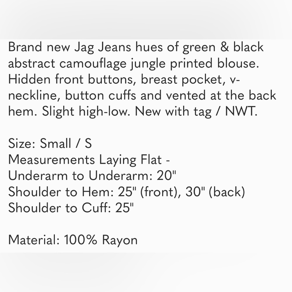 NWT JAG Camo Roan Shirt S - Picture 2 of 6